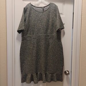 Eileen Fisher Plus Size Knit Tweed Dress with Ruffle Hem Elegant Style Size 1X